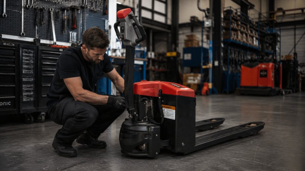 Przegląd wózka paletowego elektrycznego w serwisie